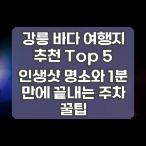 강릉 바다 여행지 추천 Top 5 인생샷 명소와 1분 만에 끝내는 주차 꿀팁