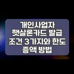 개인사업자 햇살론카드 발급 조건 3가지와 한도 증액 방법
