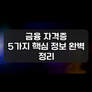 금융 자격증 | 5가지 핵심 정보 완벽 정리