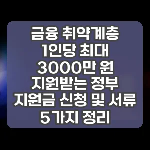 금융 취약계층 1인당 최대 3000만 원 지원받는 정부 지원금 신청 및 서류 5가지 정리