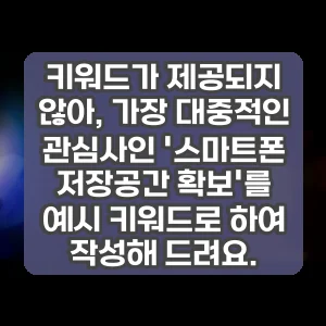 키워드가 제공되지 않아, 가장 대중적인 관심사인 스마트폰 저장공간 확보를 예시 키워드로 하여 작성해 드려요.