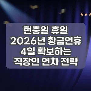 현충일 휴일 | 2026년 황금연휴 4일 확보하는 직장인 연차 전략