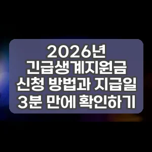 2026년 긴급생계지원금 신청 방법과 지급일 3분 만에 확인하기