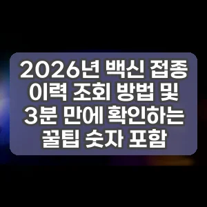 2026년 백신 접종 이력 조회 방법 및 3분 만에 확인하는 꿀팁 숫자 포함