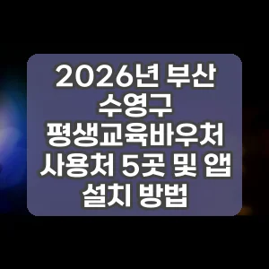 2026년 부산 수영구 평생교육바우처 사용처 5곳 및 앱 설치 방법