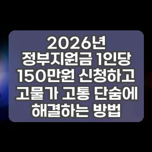 2026년 정부지원금 1인당 150만원 신청하고 고물가 고통 단숨에 해결하는 방법