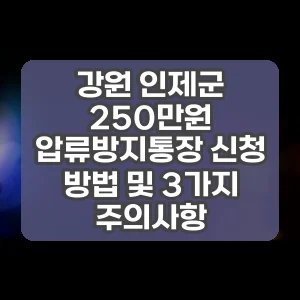 강원 인제군 250만원 압류방지통장 신청 방법 및 3가지 주의사항