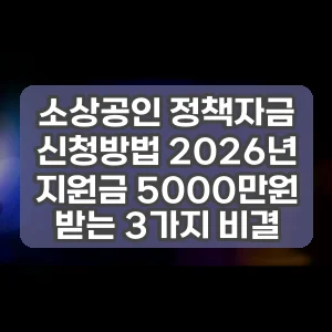 소상공인 정책자금 신청방법 2026년 지원금 5000만원 받는 3가지 비결