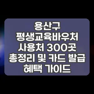 용산구 평생교육바우처 사용처 300곳 총정리 및 카드 발급 혜택 가이드