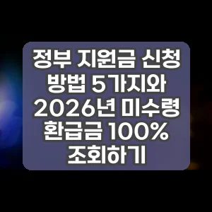 정부 지원금 신청 방법 5가지와 2026년 미수령 환급금 100% 조회하기