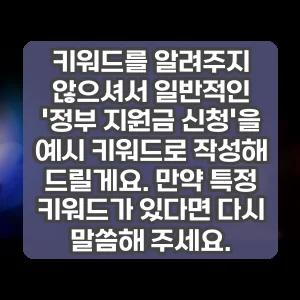 키워드를 알려주지 않으셔서 일반적인 정부 지원금 신청을 예시 키워드로 작성해 드릴게요. 만약 특정 키워드가 있다면 다시 말씀해 주세요.