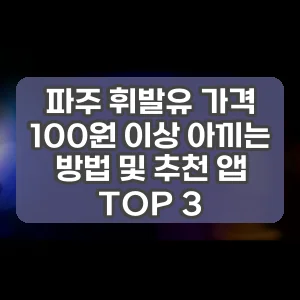 파주 휘발유 가격 100원 이상 아끼는 방법 및 추천 앱 TOP 3